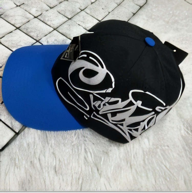 Boné Masculino Preto E Azul Com Letreiro